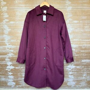 J. Jill NWT Ultra Soft Bayberry Fleece Coat Maroon Preppy Classic Womens M
